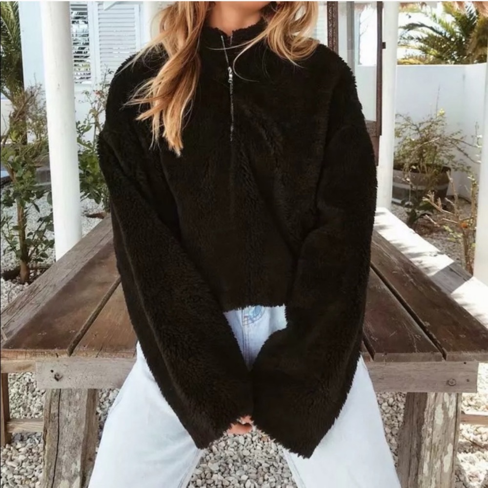 Tiger Mist Cropped Fuzzy Sweater